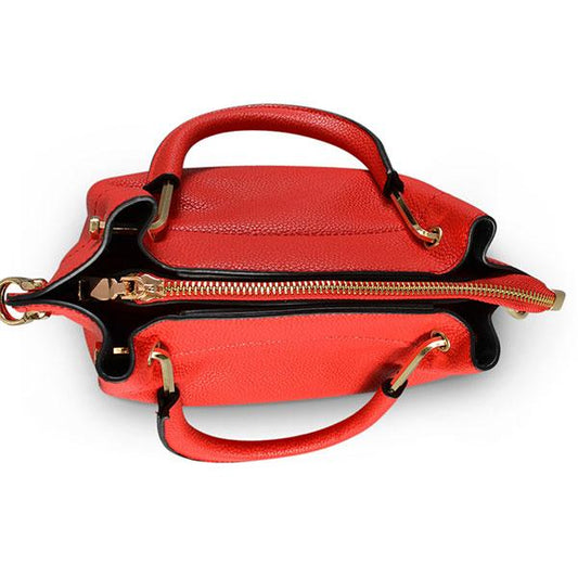 Lucy Red Vegan Pebbled Leather Soft Handle Bag - BeltNBags