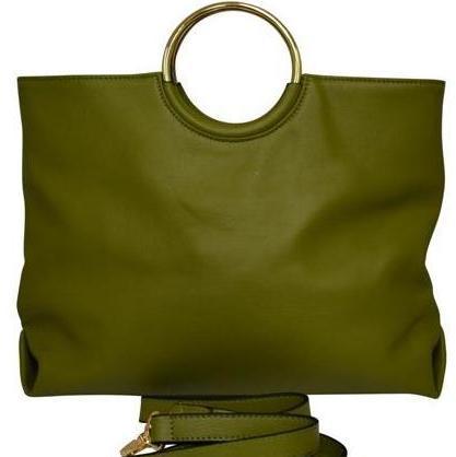 Green Millfield Structured Leather Ring Handle Bag - Belt N Bags