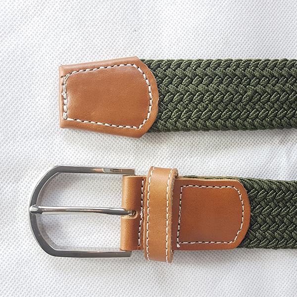 OSCAR - Mens Olive Woven Cotton Elastic Belt - BeltNBags