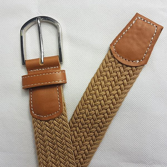 OSCAR - Mens Beige Woven Cotton Elastic Belt - BeltNBags