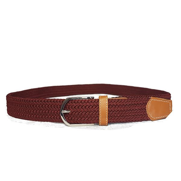 OSCAR - Mens Burgundy Red Woven Cotton Elastic Belt - BeltNBags