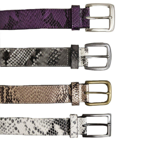 LAVENDER BAY - Women's Snake Print Purple Leather Belt