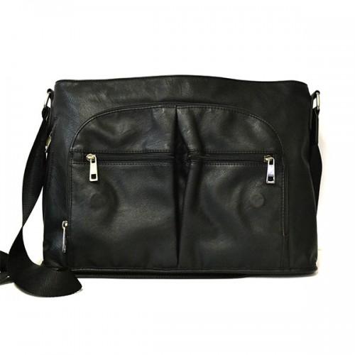 RIVERBANK - Mens Black Leather Crossbody Bag - BeltNBags