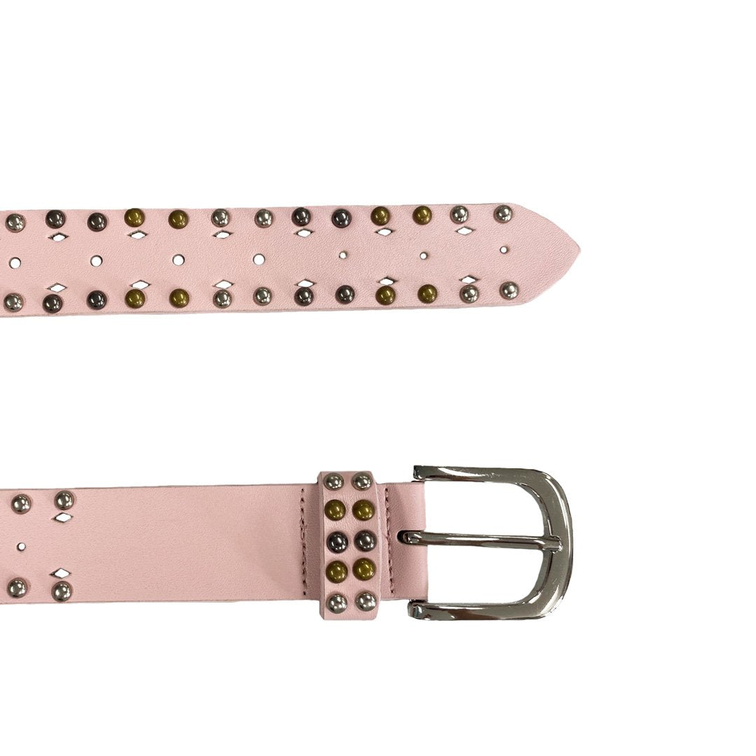 VIOLET- Girls Pink Genuine Leather Belt with Silver Buckle