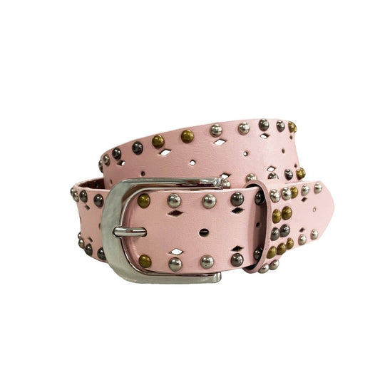 VIOLET- Girls Pink Genuine Leather Belt with Silver Buckle
