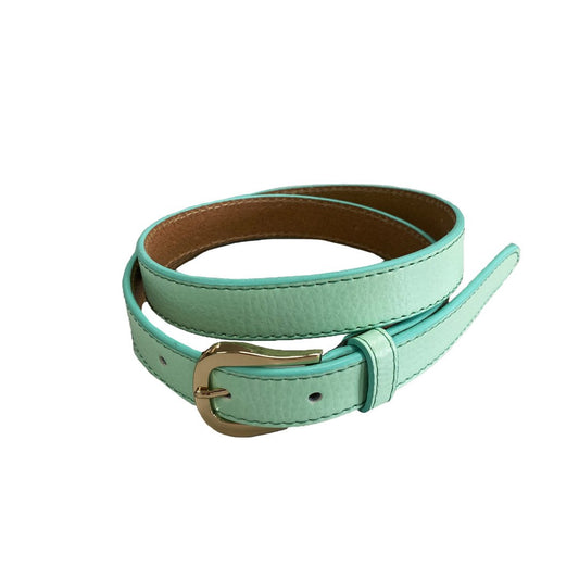 CHLOE- Girls Light Green Genuine Leather Belt with Golden Buckle