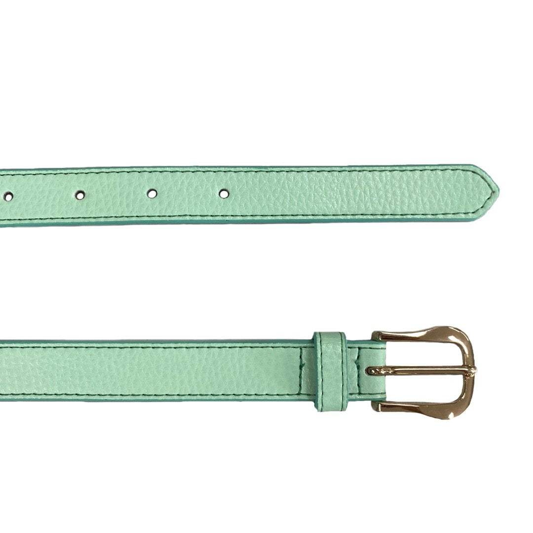 CHLOE- Girls Light Green Genuine Leather Belt with Golden Buckle