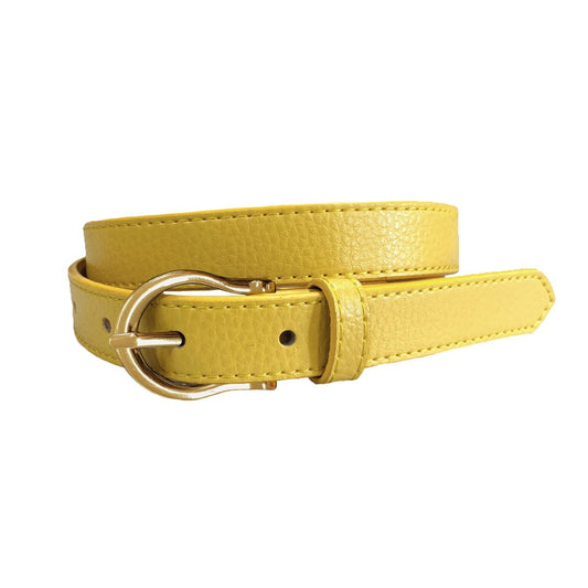 DAISY - Girls Yellow Genuine Leather Belt with Golden Buckle