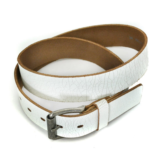 STEVEN - Mens White Leather Belt - BeltNBags