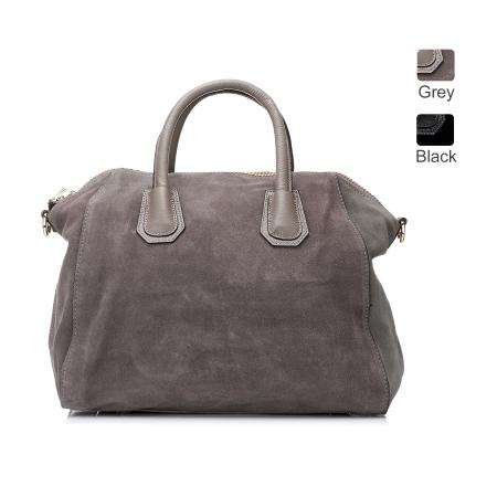 ST IVES - Grey Genuine Suede Leather Handbag - BeltNBags