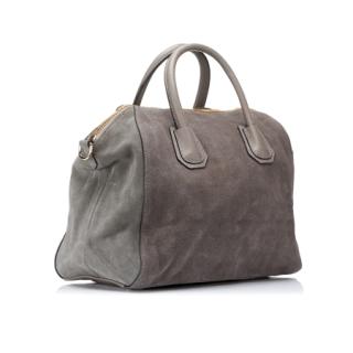 ST IVES - Grey Genuine Suede Leather Handbag