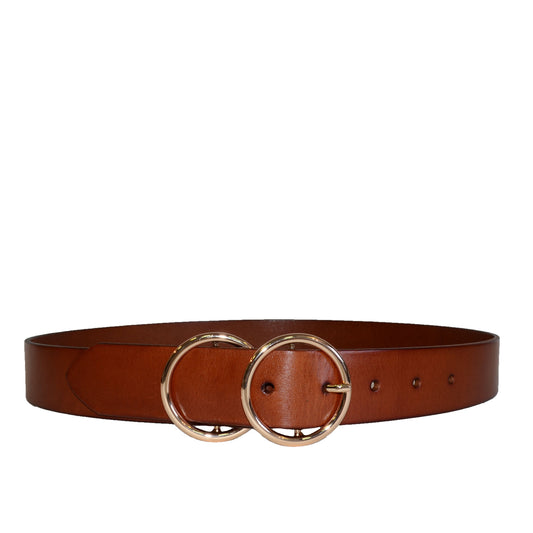 TOWNSVILLE - Womens Tan Double Ring Leather Belt