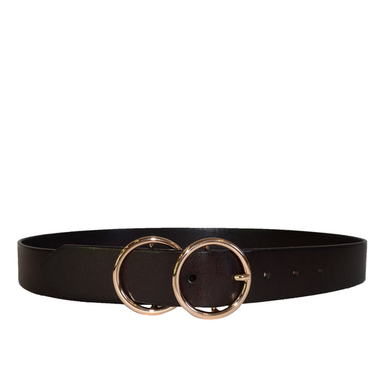 TOWNSVILLE - Womens Dark Brown Double Ring Leather Belt