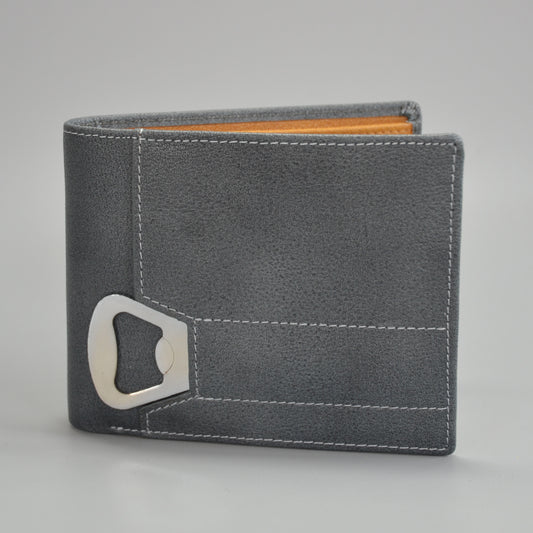 Tiger - Men's Grey Genuine Leather Wallet with Bottle Opener in Gift Box