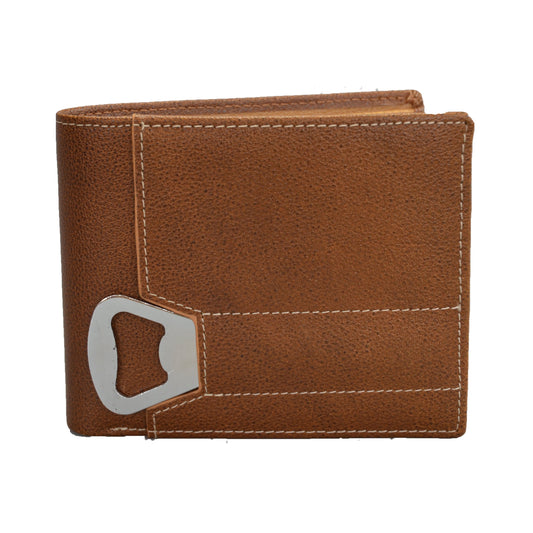 Tiger - Mens Tan Genuine Leather Wallet with Bottle Opener in Gift Box - BeltNBags