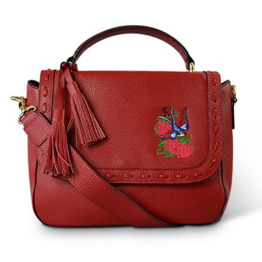 YAMBA- Addison Road  - Red Pebbled Leather Structured Bag - Addison Road