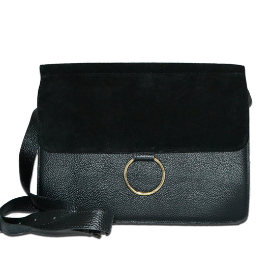 LEICHHARDT- Addison Road Pebbled Leather & Suede Shoulder Bag - BeltNBags